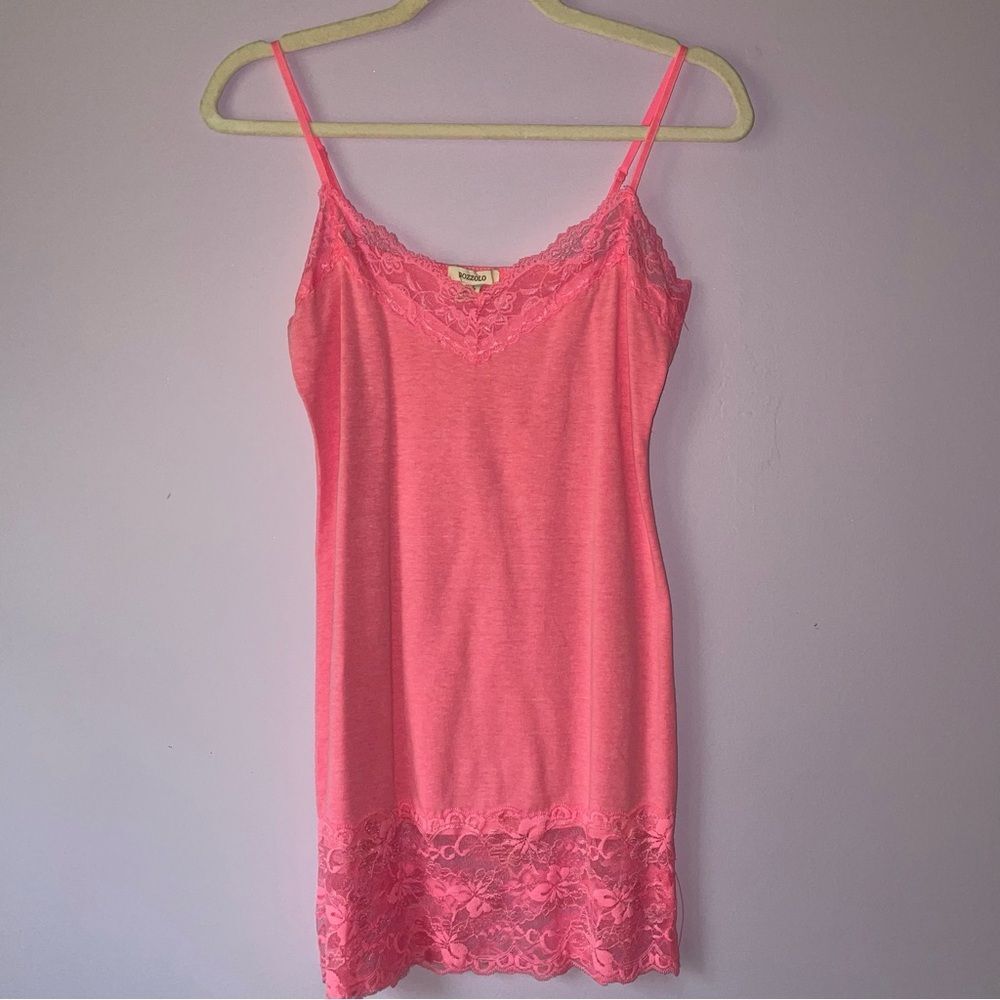Bozzolo Size L Pink Cami w Lace Trim 90s Y2K Longline